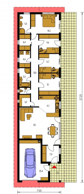 Plano de planta de la planta baja - BUNGALOW 47